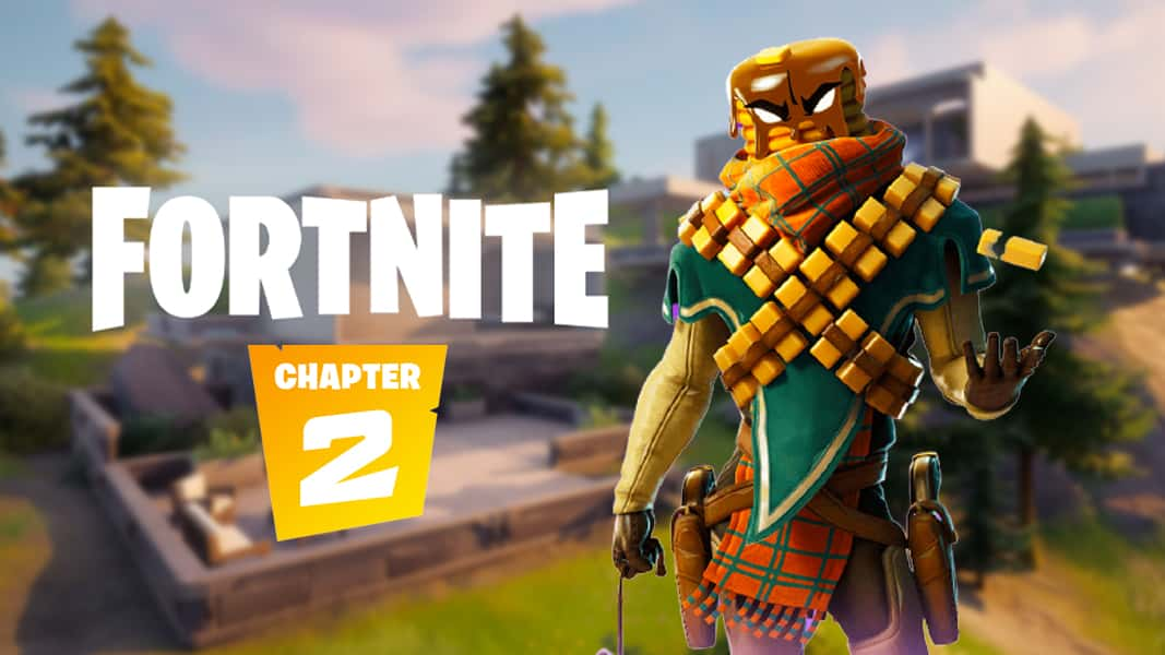 Fortnite Chapter 2 logo next to Mancake skin