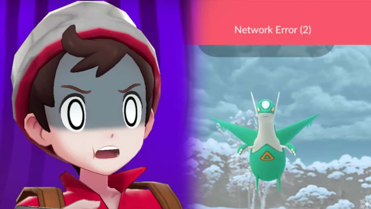 Screenshot of Pokemon Go protagonist next to Shiny Latios error in Pokemon Go raid.