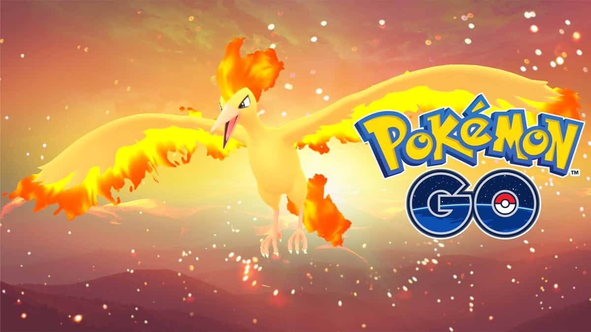 Screenshot of Legendary Bird trio Moltres in Pokemon Go.