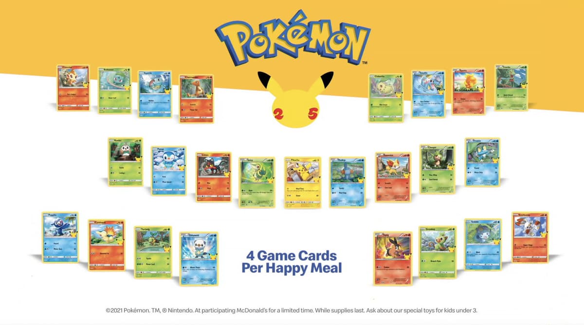 Screenshot of McDonalds 25th Anniversary cards.