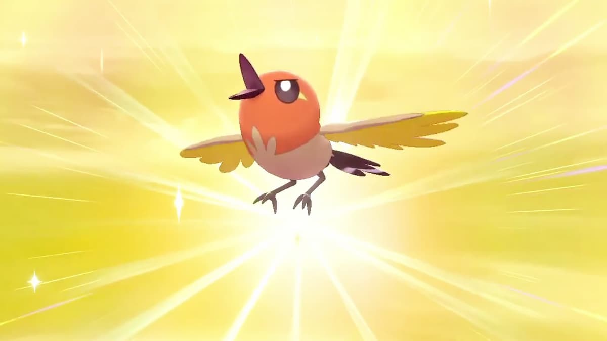 Screenshot of Shiny Fletchling in Pokemon Sword & Shield.