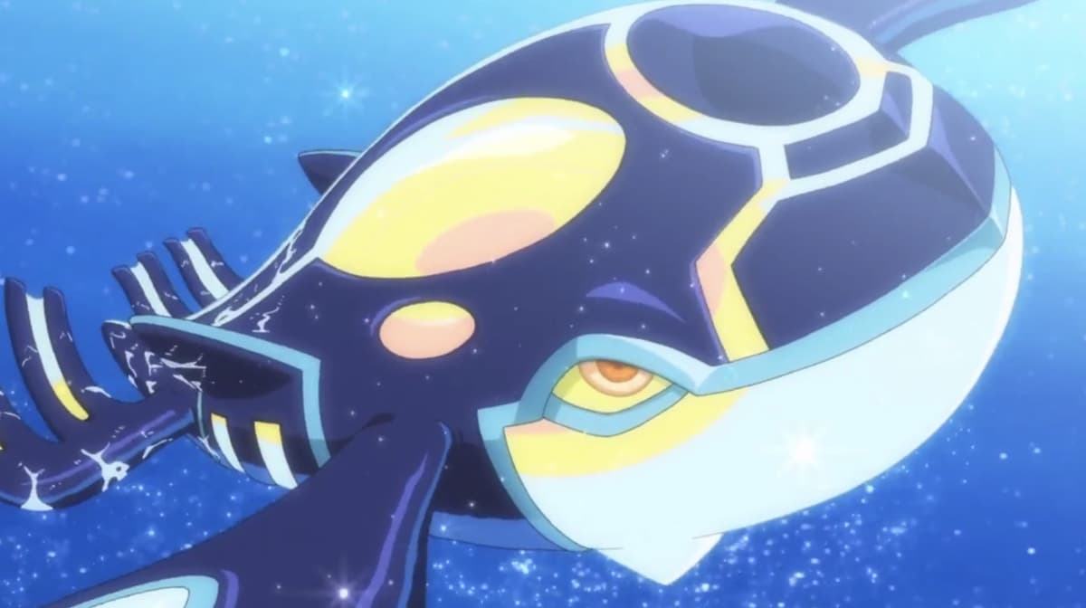 Screenshot of Hoenn Legendary Kyogre in Pokemon anime.