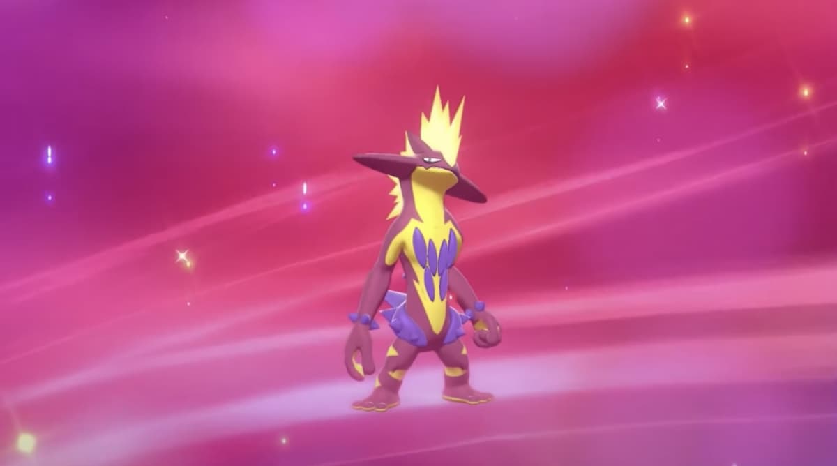 Screenshot of Shiny Toxtricity in Pokemon Sword & Shield.