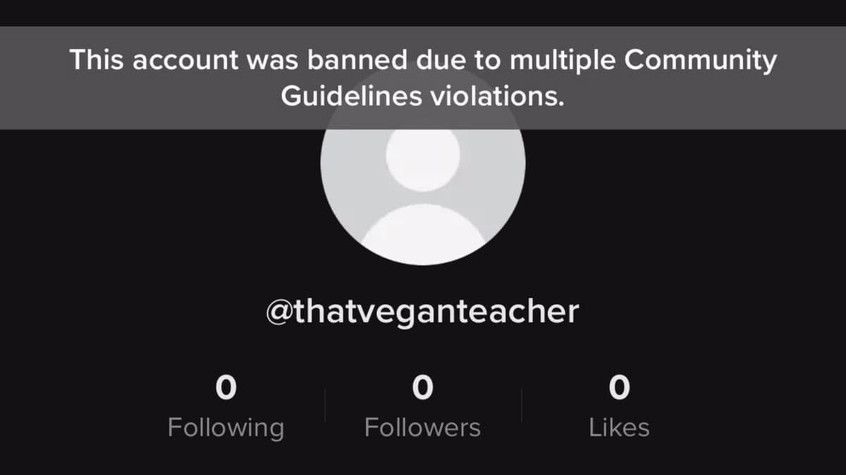 thatveganteacher banned tiktok