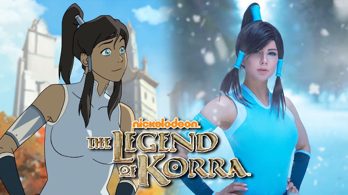 Screenshot of Avatar Korra next to cosplayer.