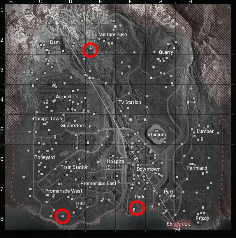 Weapon Silo locations in Warzone Season 2.