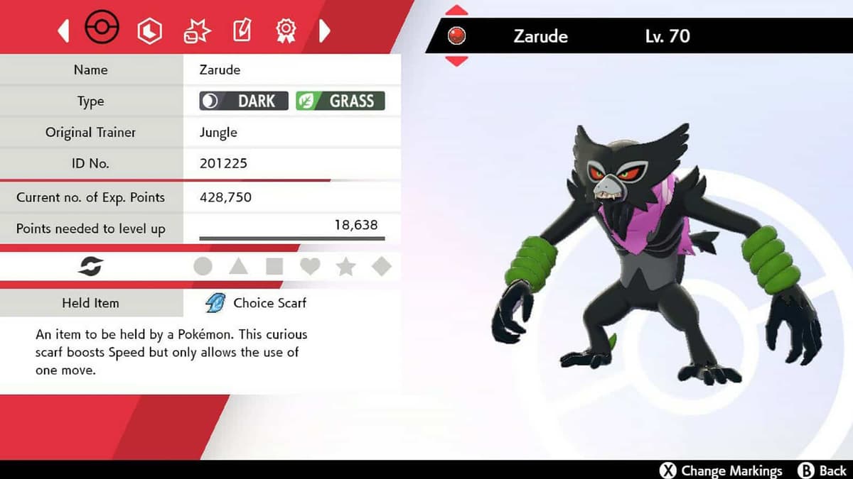 Screenshot of Legendary Pokemon Zarude in Pokemon Sword & Shield.