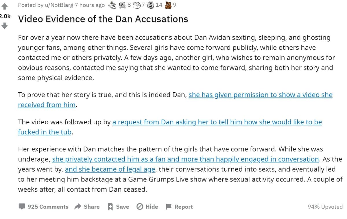 Dan Avidan Game Grumps Reddit thread