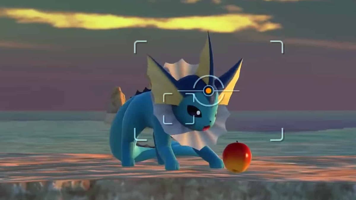 vaporeon eating fluffruit in new pokemon snap