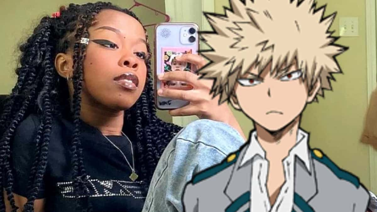 Cosplayer Todorkies next to My Hero Academia's Bakugo