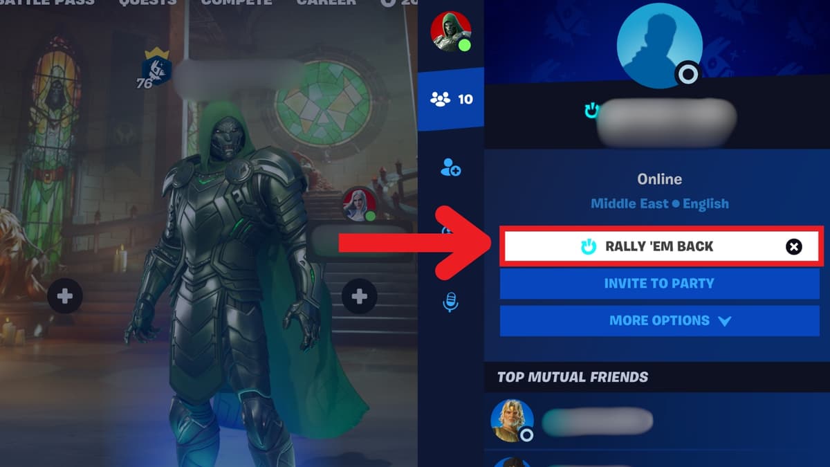 Invite a Reboot Rally friend in Fortnite