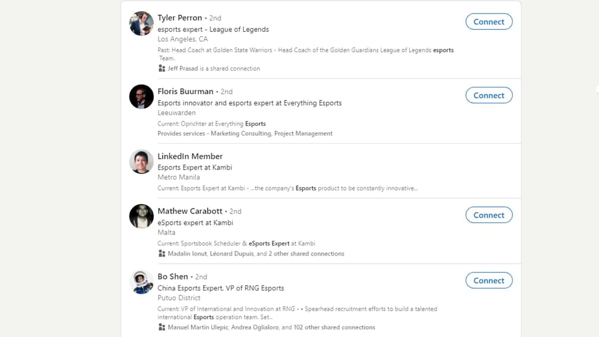 LinkedIn Esports Experts