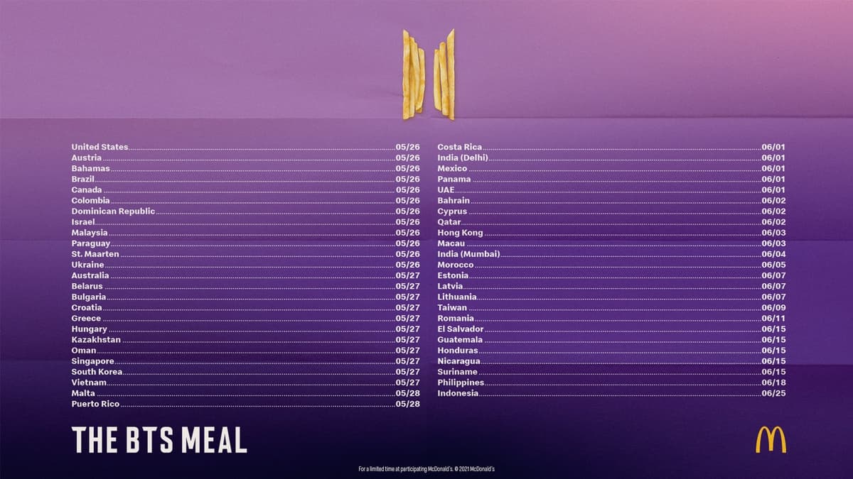 McDonald's BTS Meal locations