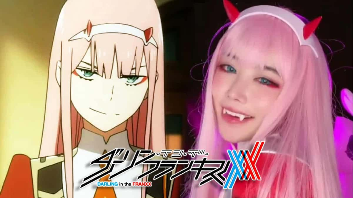 Darling in the Franxx Zero Two next to TikTok cosplayer