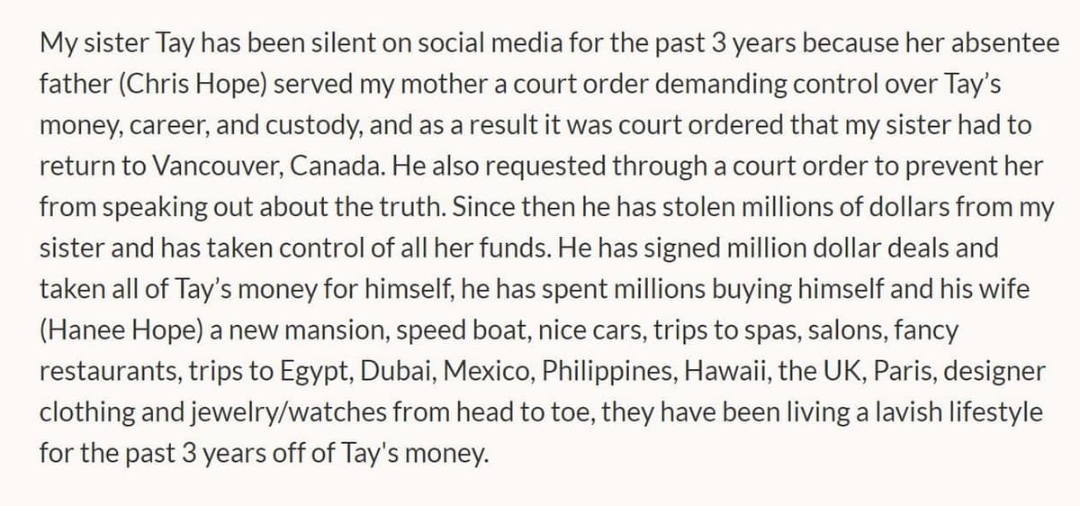 GoFundMe Lil Tay statement