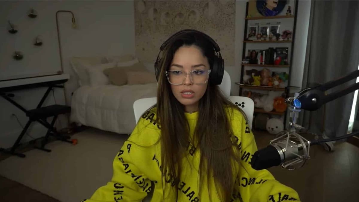 Valkyrae talking to her YouTube stream