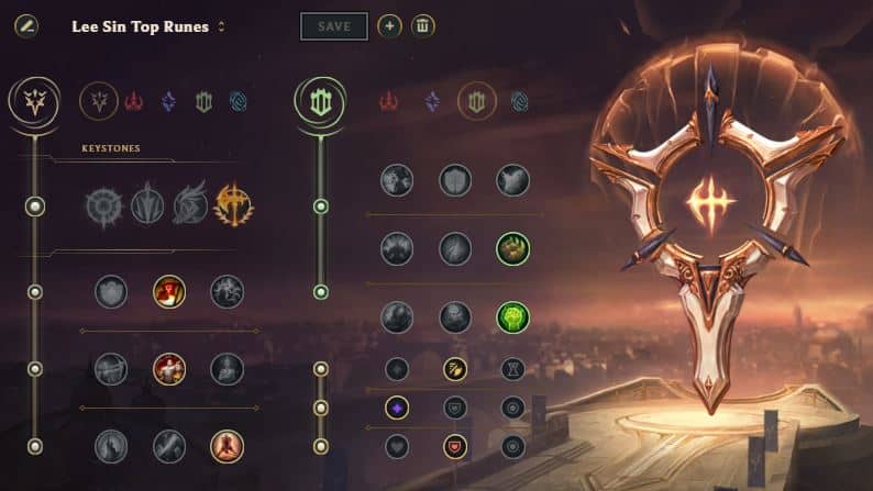 Lee Sin top mid rune page LoL Season 11