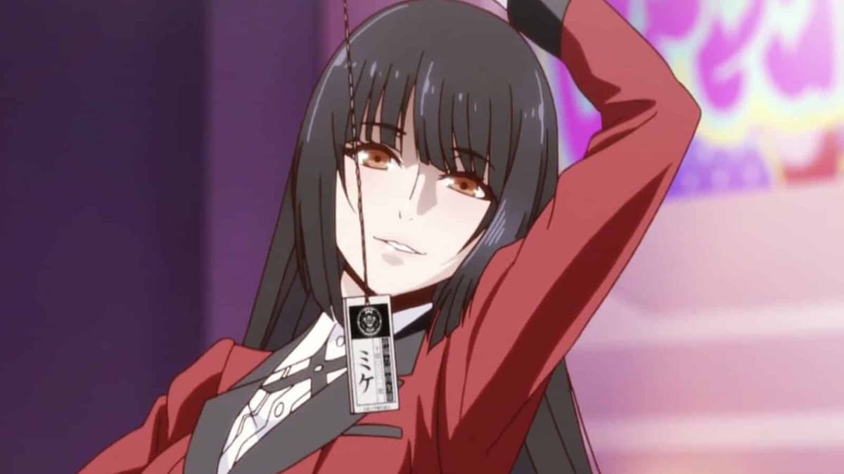 Yumeko Jabami posing in Kakegurui anime on Netflix