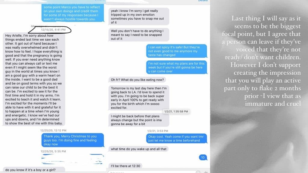 poloboy's ex girlfriend Arielle Rodriguez posts screenshots on her instagram story