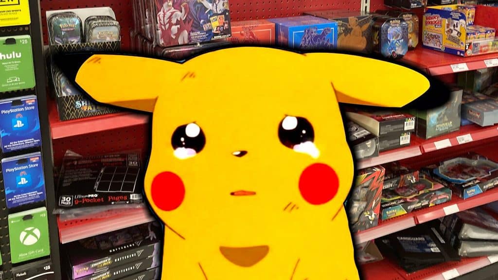 A screenshot featuring a sad Pikachu.