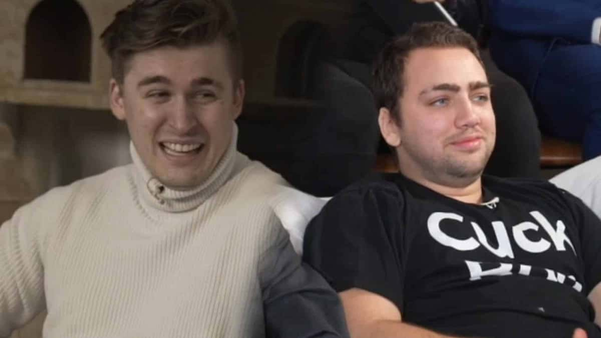 Ludwig laughing and Mizkif sitting still