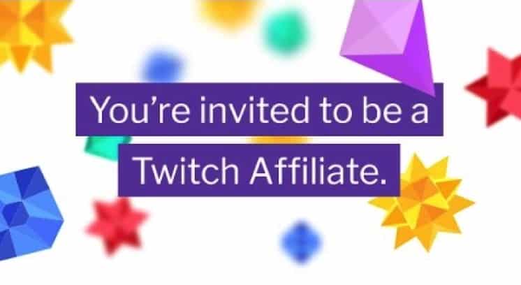 Twitch Affiliate invitation 