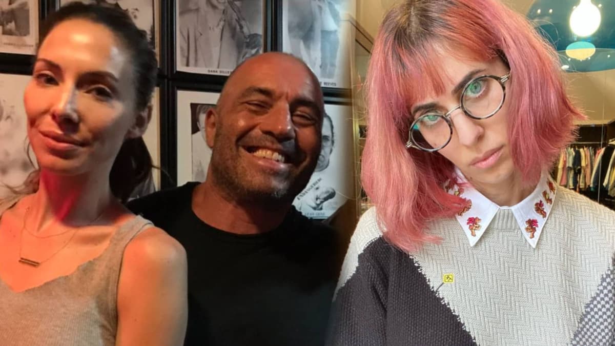 Joe Rogan and Whitney Cummings next to H3H3's Hila Klein