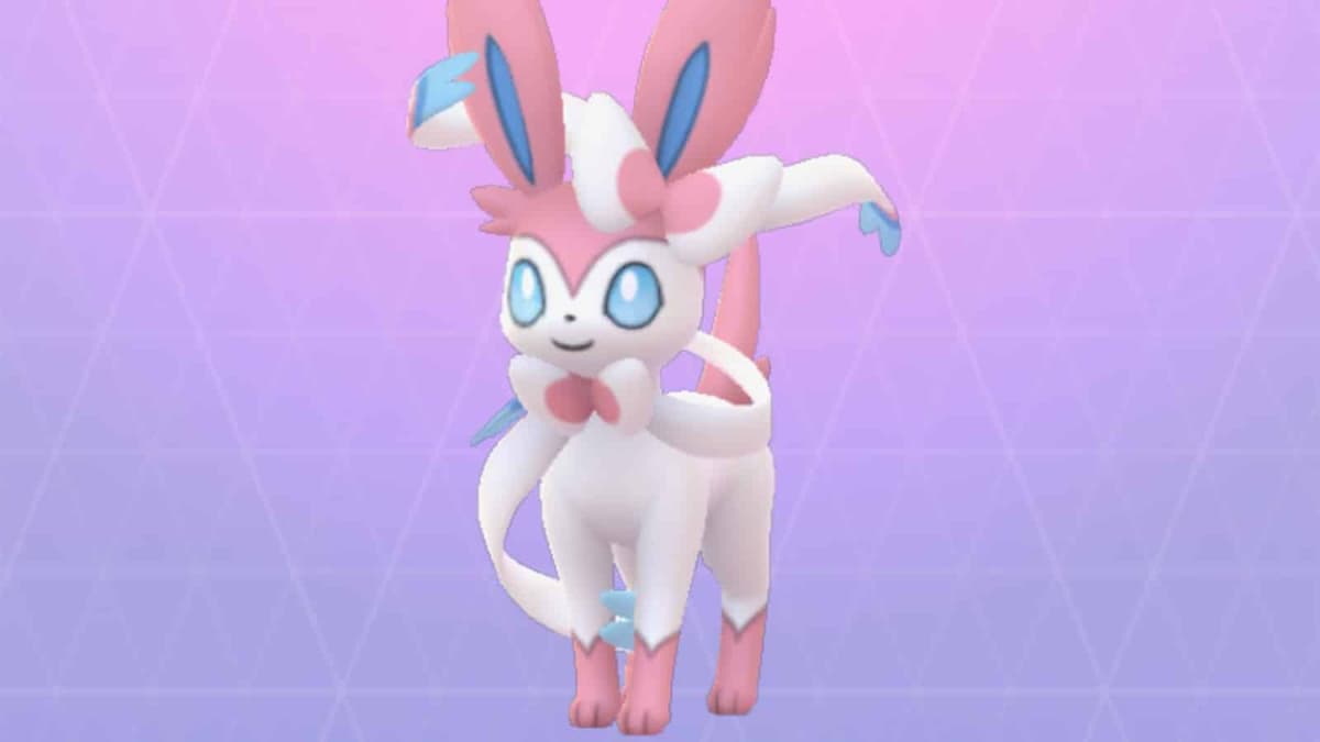 Sylveon as shown in the Pokemon Go app screen