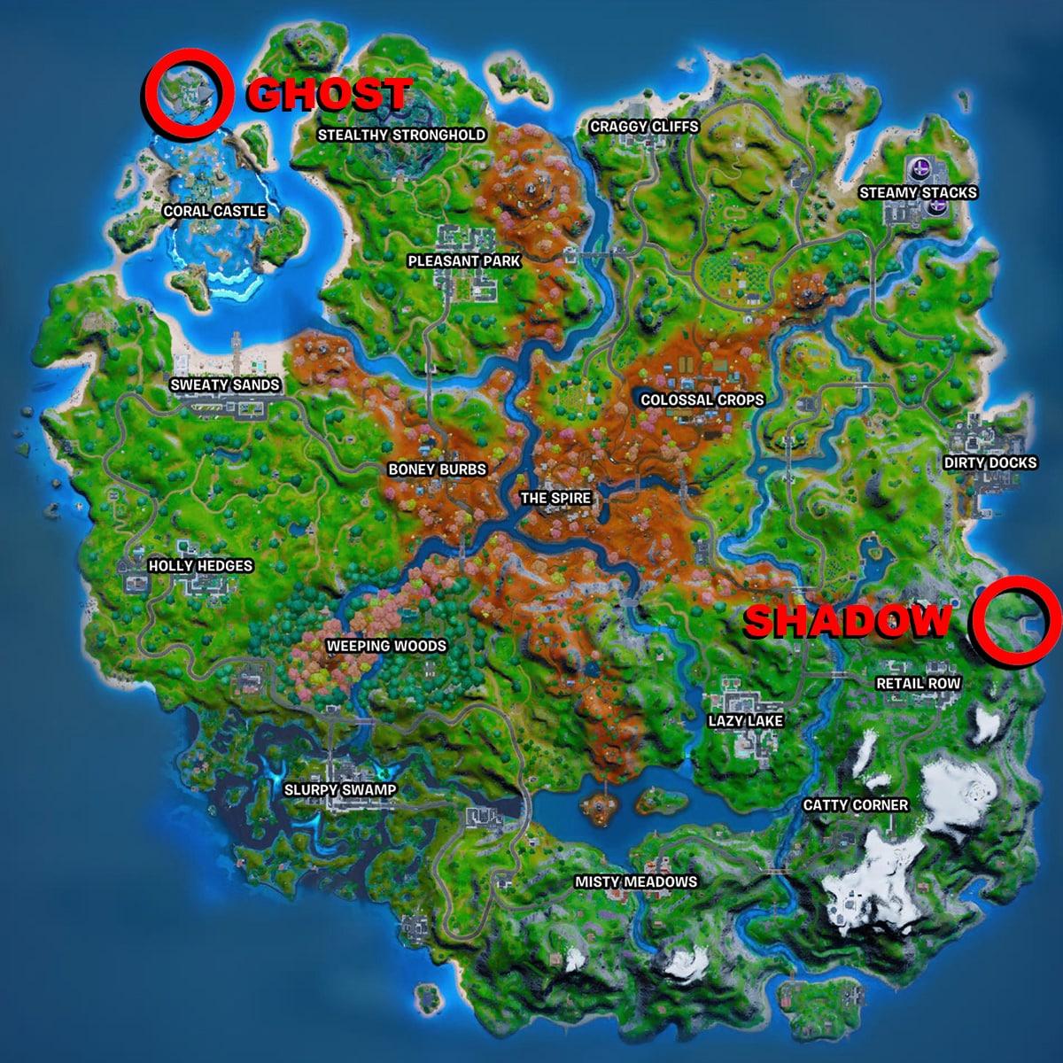 Fortnite SHADOW and GHOST ruins locations