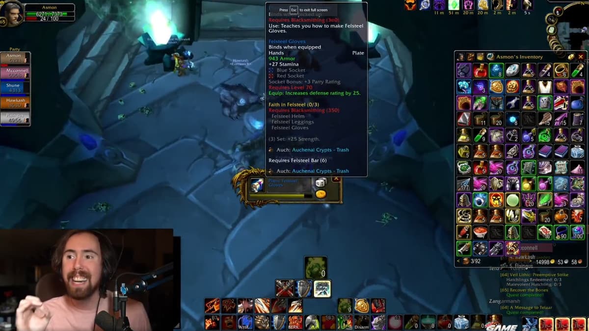 Twitch OTK streamer Asmongold playing WoW Burning Crusade Classic