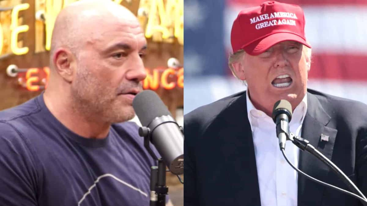 Joe Rogan next to Donald Trump