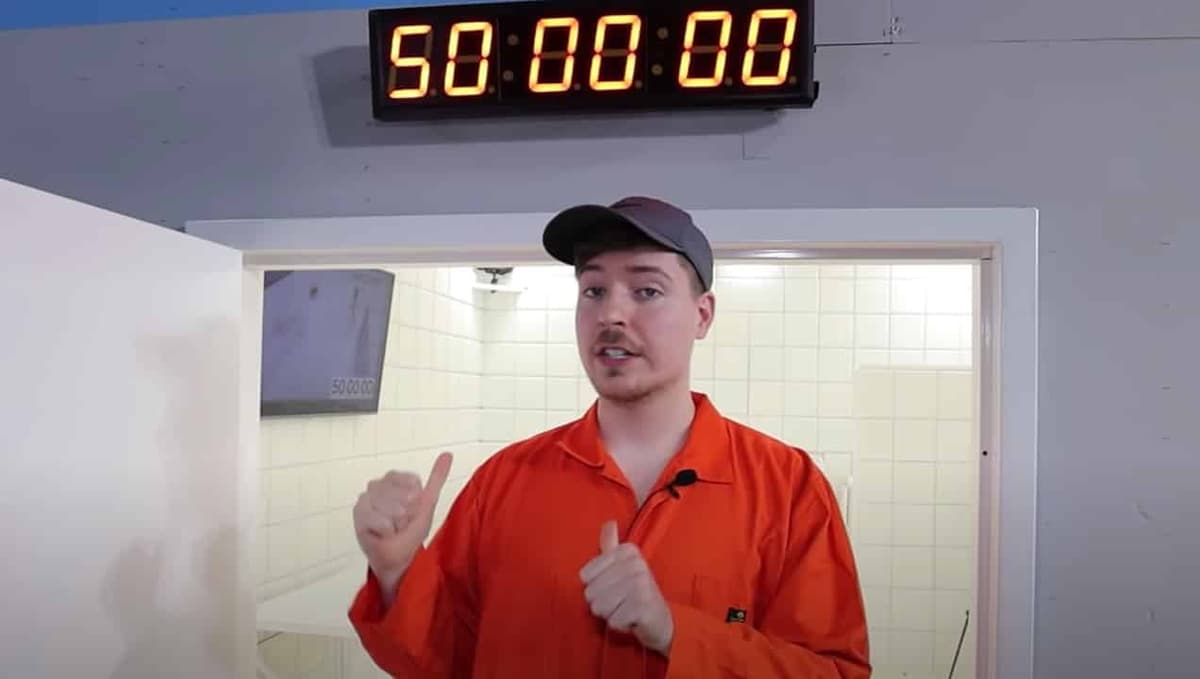 MrBeast next to a timer