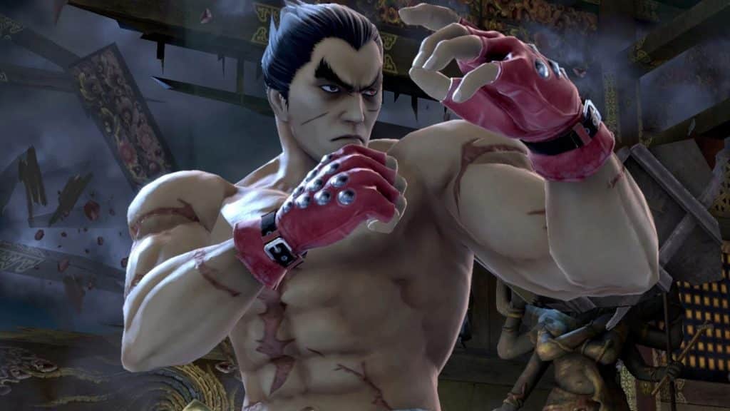 Tekken's Kazuya preparing to fight with hands up