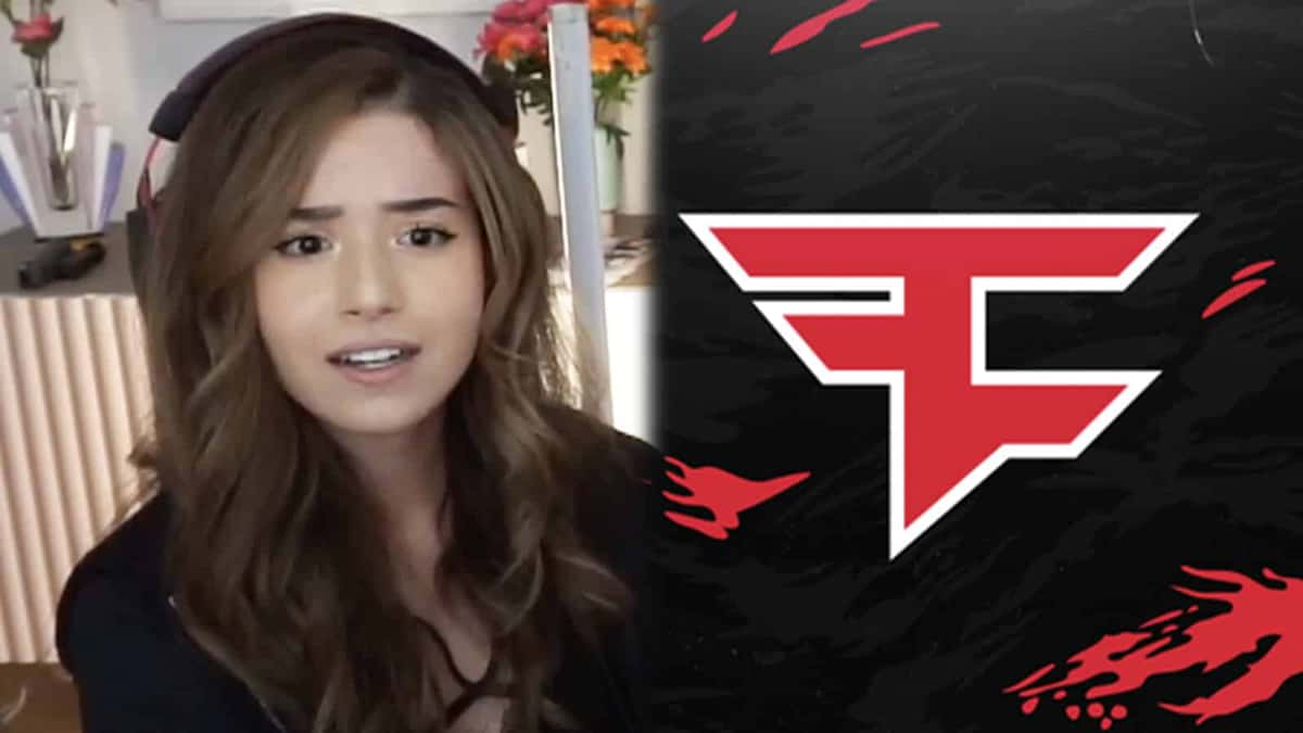 Twitch streamer Pokimane next to FaZe clan logo