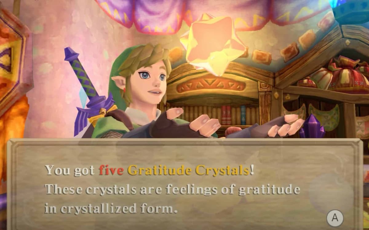 legend of zelda skyward sword gratitude crystal