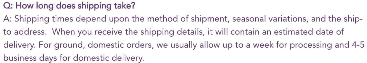 1212 Gateway's shipping FAQ