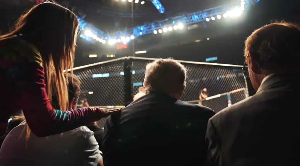 Addison Rae greeting Donald Trump at the UFC