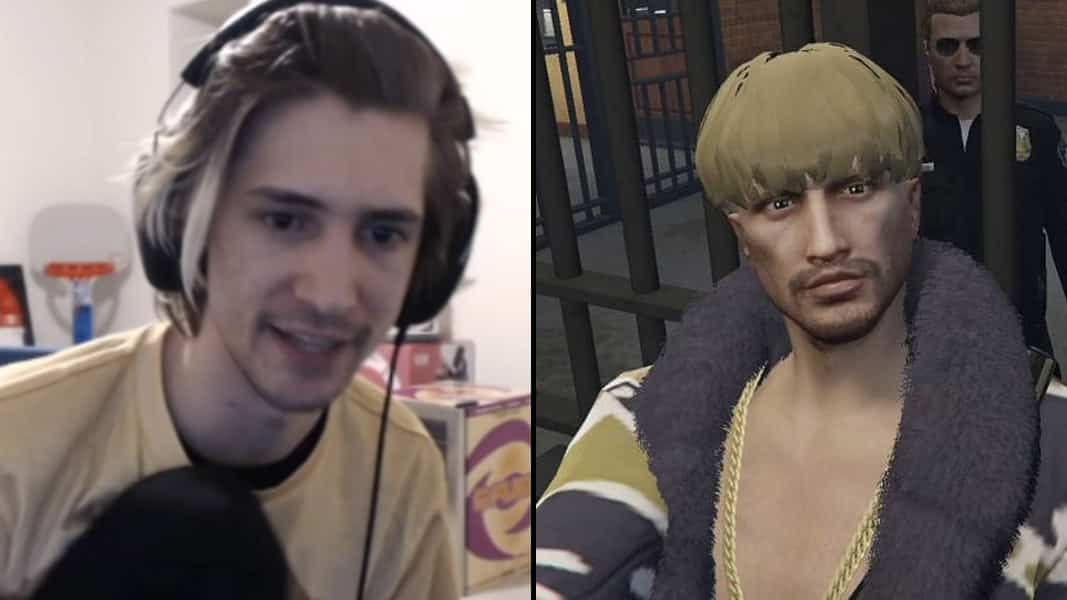 xQc alongside his GTA Rp character