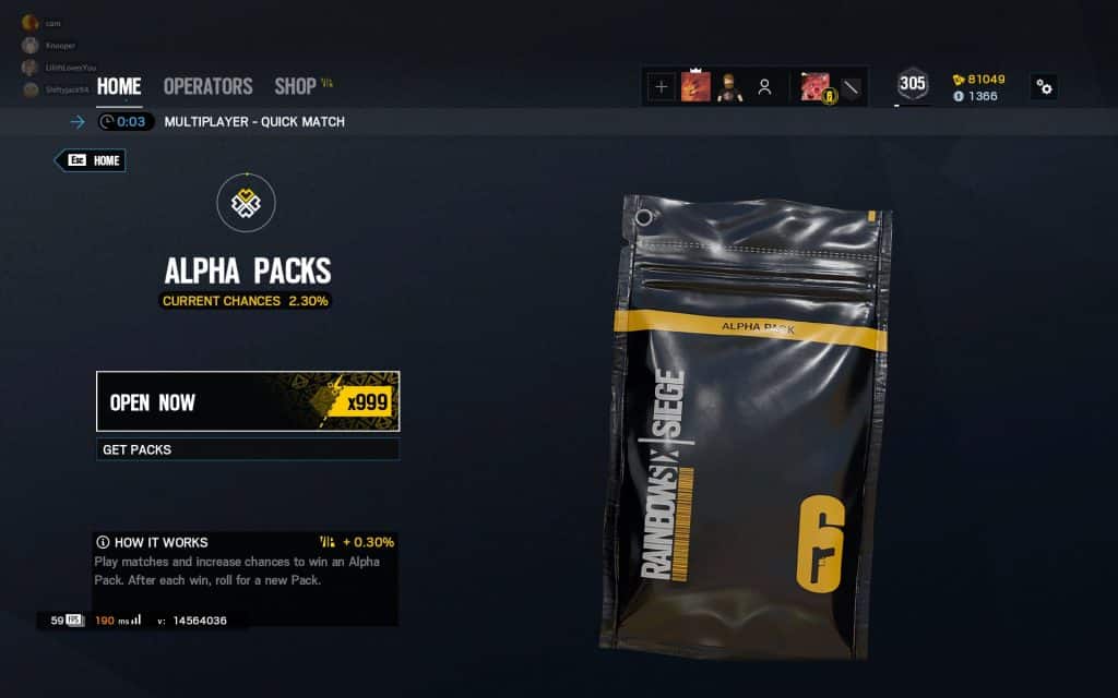 Rainbow Six Alpha Packs