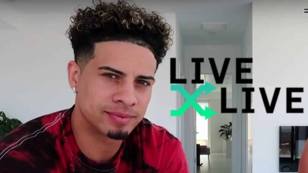 Austin McBroom next to the LiveXLive logo