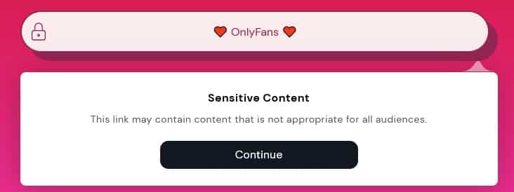 Linktree sensitive contenty warning