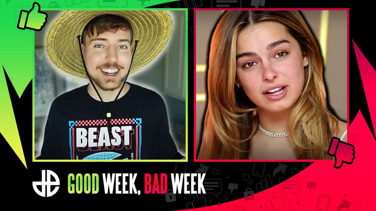 MrBeast and Addison Rae in the Good Week, Bad Week template