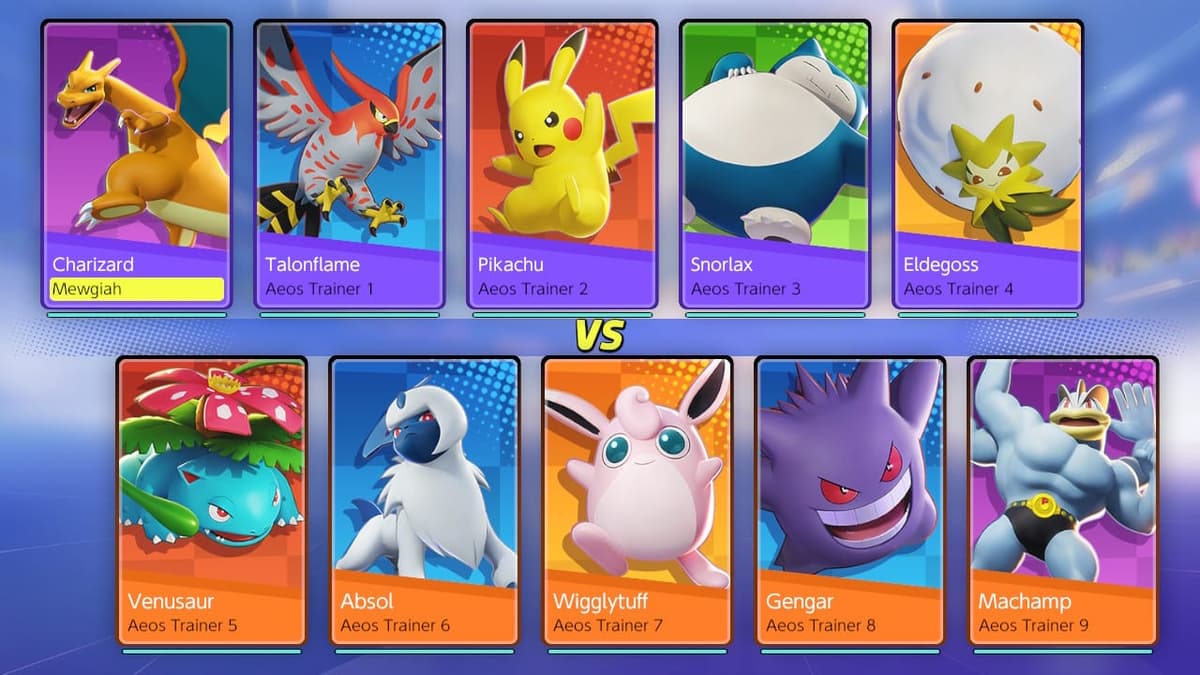 Pokemon Unite match menu