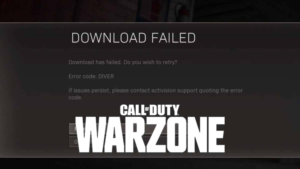 Warzone code error diver screenshot