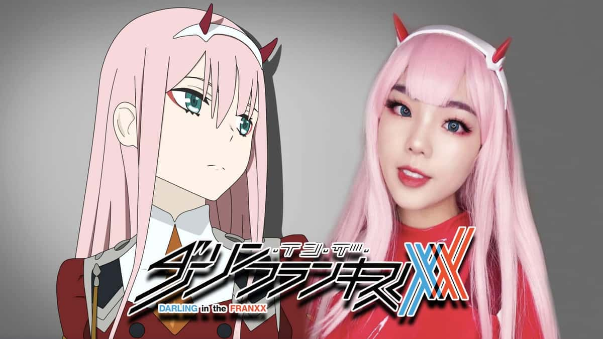 Darling in the Franxx Zero Two next to Cosplayer