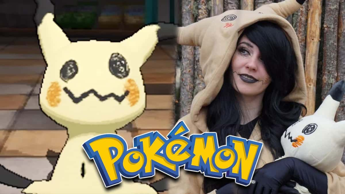 Ghost Pokemon Mimikyu next to Cosplayer.