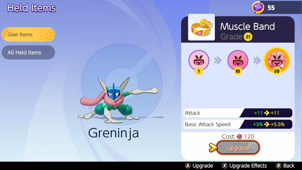 Pokemon Unite Greninja Held Items