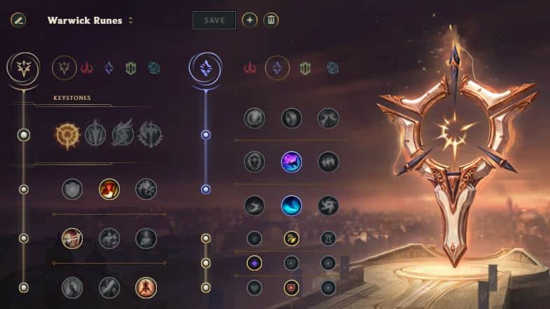 Warwick rune page LoL Season 11