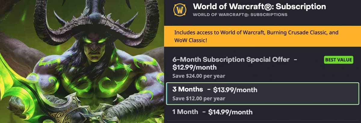 Blizzard wow sub store