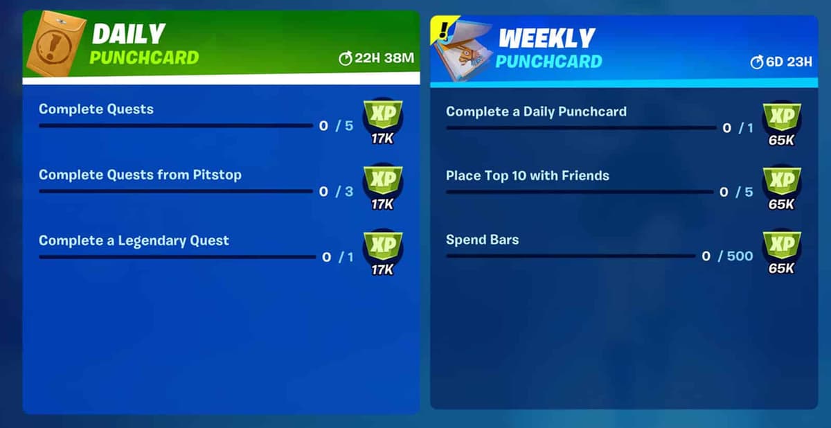 Fortnite Season 8 weekly punchcards